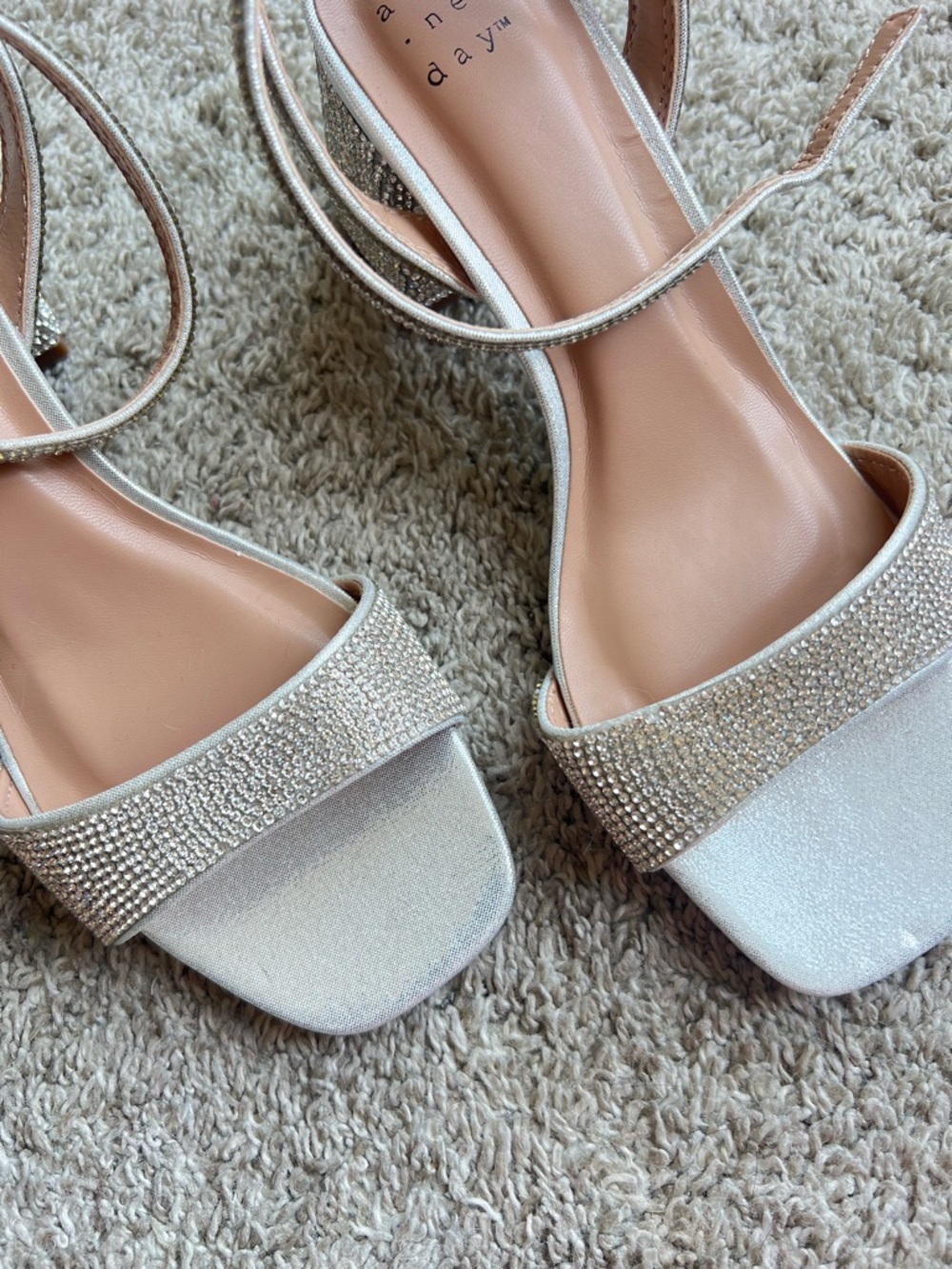 a new day Silver Rhinestone Ankle-Strap Heels. Size 6 - Picture 2 of 5